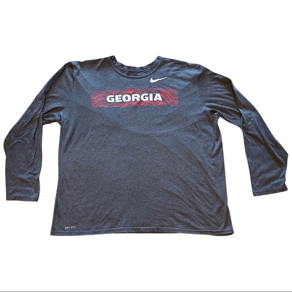 Men's Nike Gray Georgia Bulldogs Dri-Fit Performance Long Sleeve T-Shirt 3XL